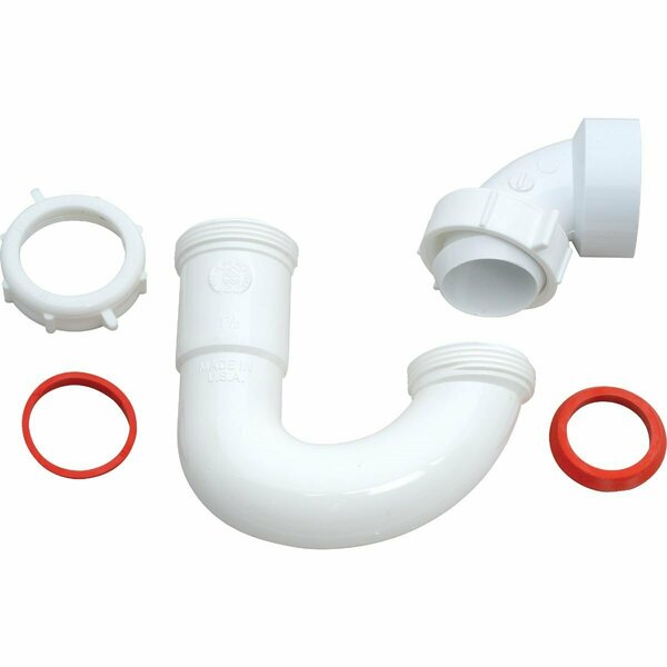 Plumb Pak 1-1/2 In. or 1-1/4 In. White Plastic J-Bend Sink Trap with Reducer Washer 500K
